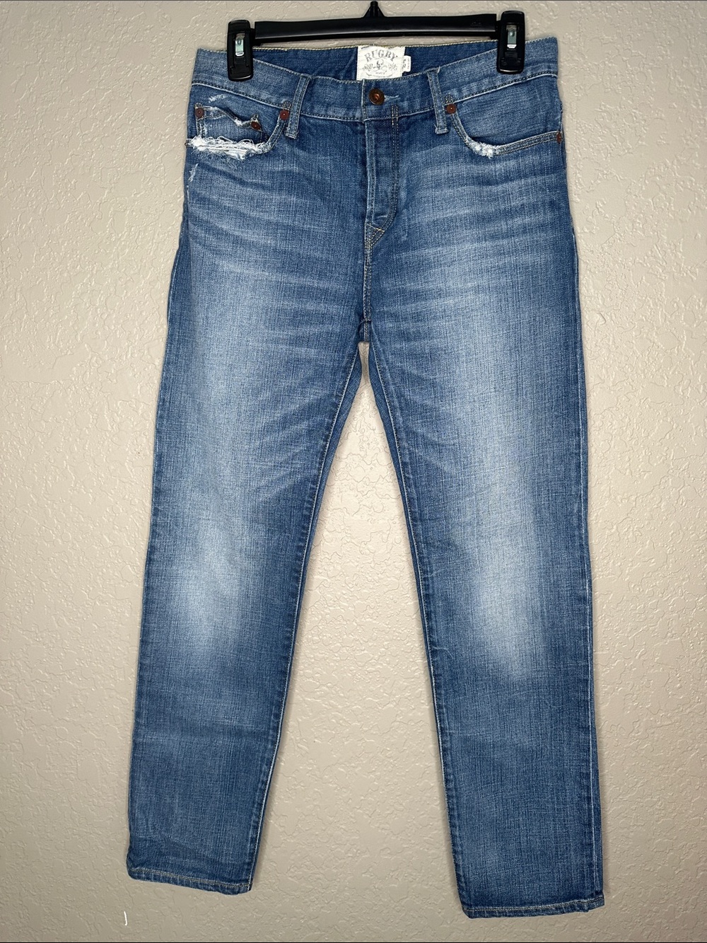 Vintage Rugby Ralph Lauren Slim Straight mid-rise  Distressed Jeans